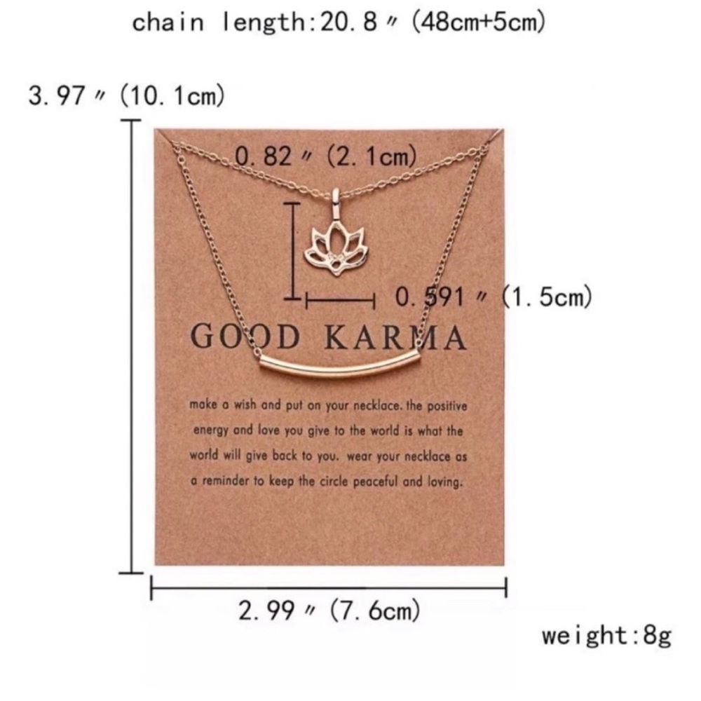 Gold Lotus “Good Karma” Spiritual Layered Necklace - Picture 2 of 3